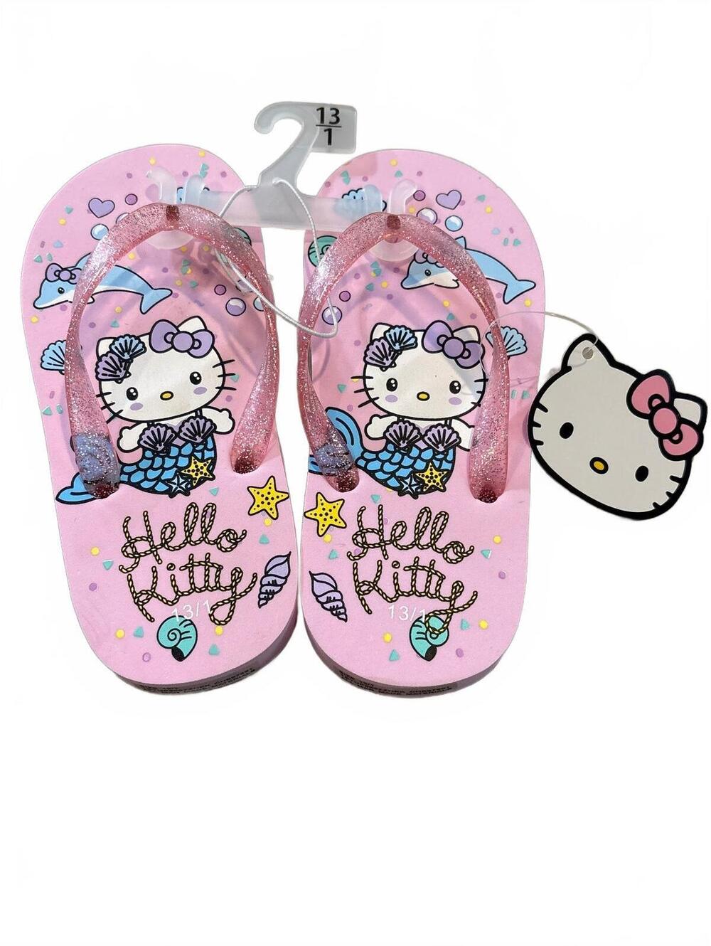 Hello Kitty Girls' Pink Mermaid Flip Flops Size 13/1